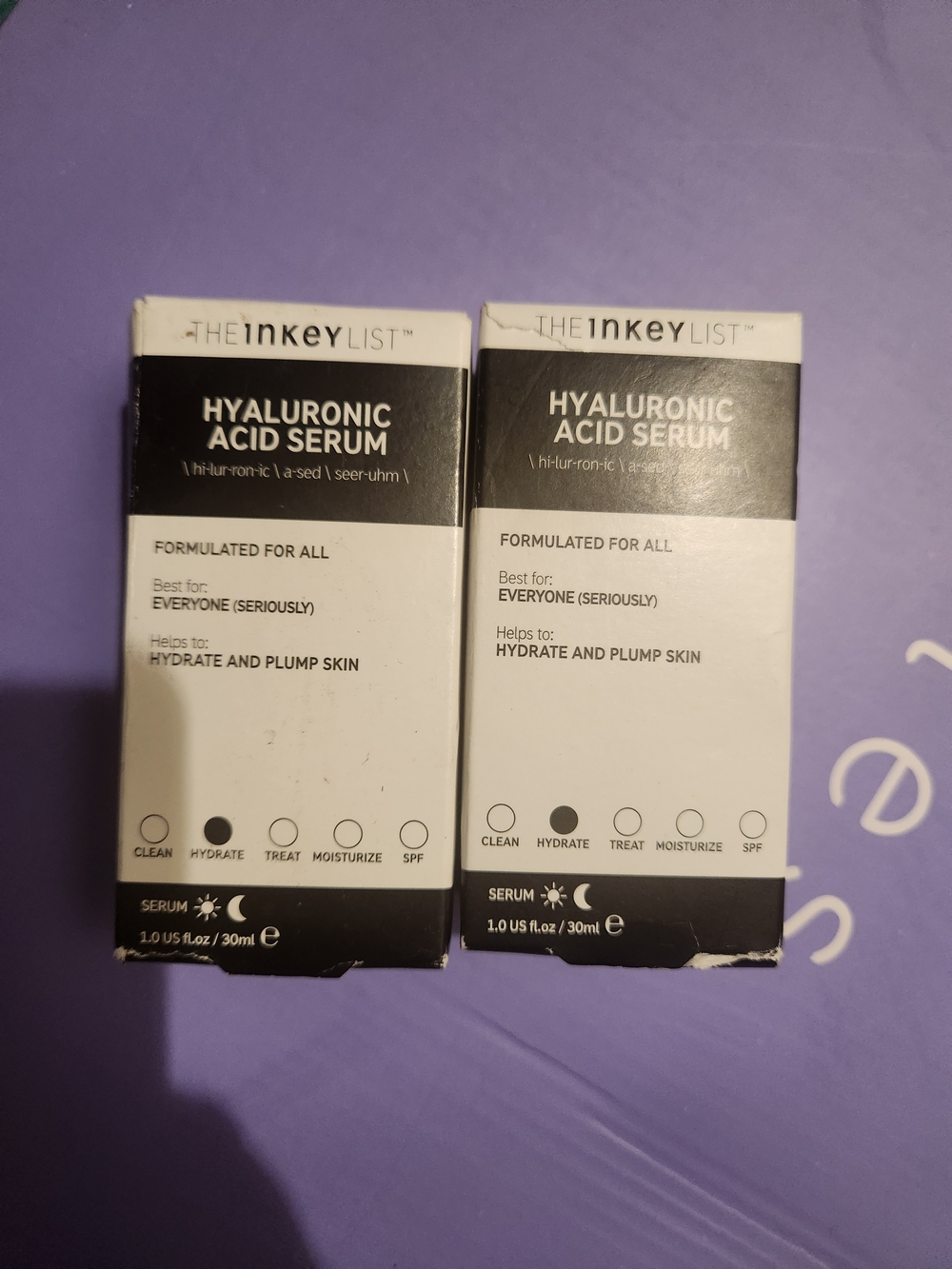 New 2 Boxes The INKEY List Hyaluronic Acid Hydrating Serum 1oz Each